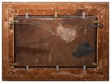 a picture of an old suitcase with a chain hanging from it