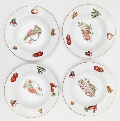 DIGOIN SARREGUEMINES Suite de 4 assiettes creuses en faïence…