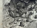 a black and white drawing of a man and a dog