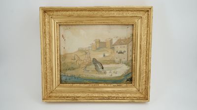 une image représentant un tableau où l'on voit un oiseau sur un bateau dans l'eau