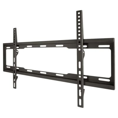 un support mural de télévision noir avec un écran plat dessus