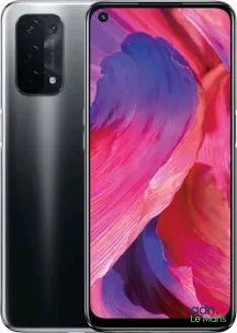 a close up view of the back of a black and pink phone