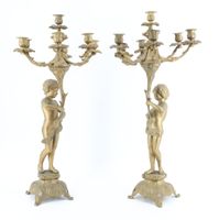 Paire de candélabres en bronze ciselé et patiné à sept lumiè… (photo 2)