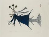 une image représentant le dessin d'une femme avec un poisson sur le dos