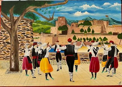 YVEL ? : HST "LES DANSEURS DE SARDANE A COLLIOURE " 70x100CM…
