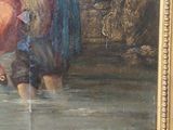 a picture of a painting of a man and a woman in the water