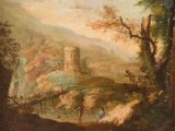 une image représentant un tableau d'un château au milieu d'une forêt
