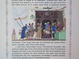 an old book with a picture of a man and a woman on a street
