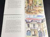 two pages of a book with watercolor drawings on them
