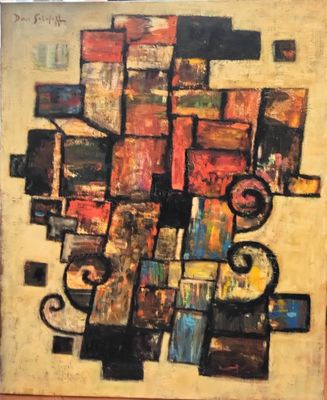 painting of a painting of a bunch of different colors on a wall