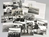 several old black and white photographs of people in a field