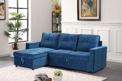 31 / Canapé angle convertible et réversible en velour …