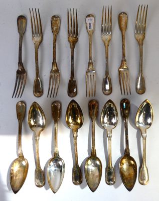 Ensemble de 8 fourchettes et 8 cuillers à entremets en métal…