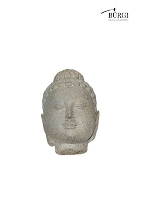 statue of a head of a buddha on a white background