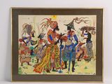 painting of a group of people dressed in traditional clothing