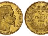 une pièce d'or représentant le profil d'un homme