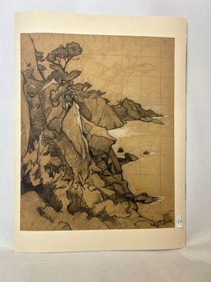 a book with a drawing of a man on a horse and a woman on a horse