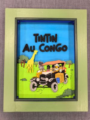 Diorama, "Tintin au Congo" - 51x41cm Pas de vitre