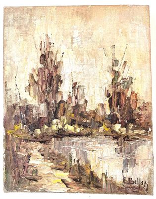 Etienne BELLAN (1922-2000) / « A l’étang », huile sur toile …