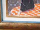 a picture of a painting of a woman in a black dress