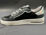 women ' s black leather sneakers with hologite detail