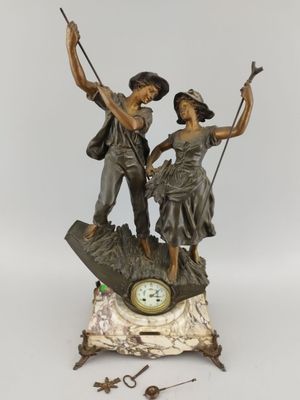 RANCOULET. Déclin du jour. Pendule en régule.