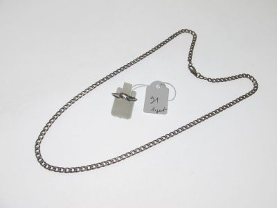 chaîne maille gourmette argent 925°/°° L:48cm 1 bague "ser… - Photo 1