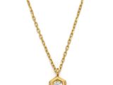 a gold necklace with a diamond pendant on a chain
