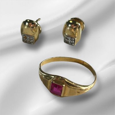 Paire de boucles d'oreilles en or 750 millièmes agrémentées de 4 petit - Photo 1