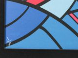 a picture of a picture of a blue and red abstract painting