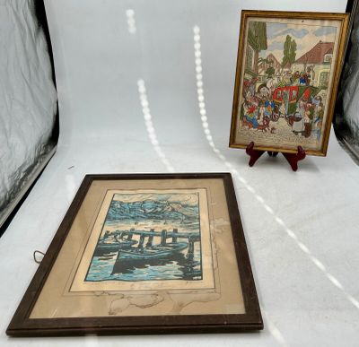 425 / F7 / Lot de deux pièces encadrées comprenant une …