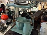 a table with a lot of items on it in a store
