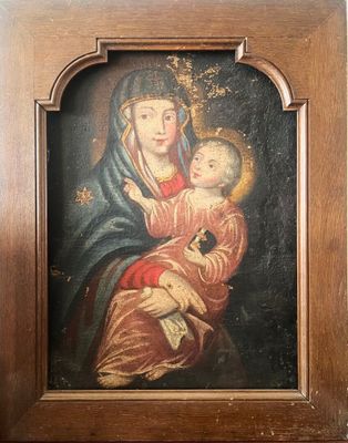 a painting of a woman holding a child in her arms