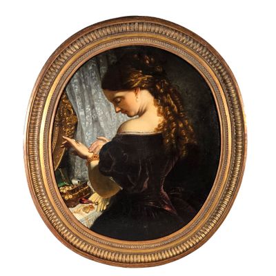 tableau représentant une femme regardant son reflet dans un miroir