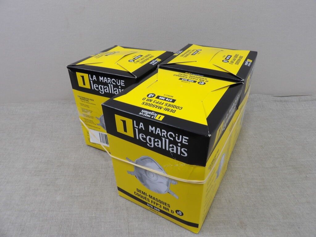 Lot de x3 boites de 5 demi-masques coqués FFP3 NR D.