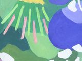 a painting of a flower that is painted on a wall