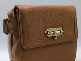 an image of a brown leather purse with a gold clasp