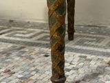 a close up view of the legs of a chair