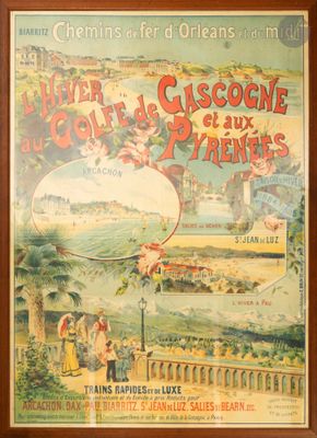 peinture représentant une affiche vintage faisant la promotion d'une station-service au milieu du XXe siècle