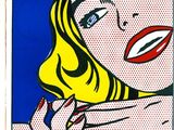 un tableau représentant une femme avec une cigarette à la bouche