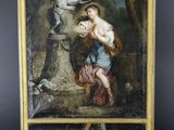 une image représentant un tableau où figurent une femme et un homme dans un décor boisé