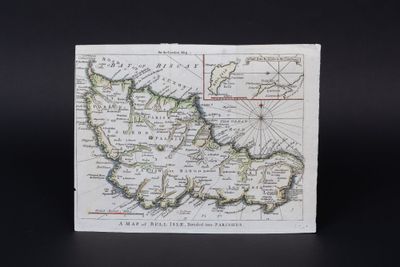 an old map of the british and irish islands on a black background