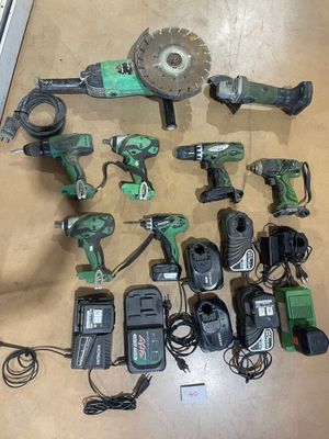 a lot of power tools that are on the floor
