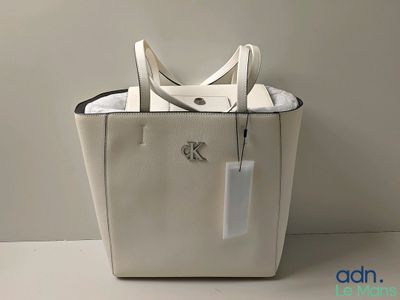 Sac cabas Michael Korsh en cuir blanc avec étiquette