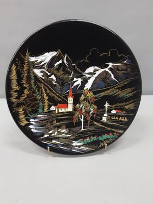 LONGWY :"les cimes". Grand plat en faïence.