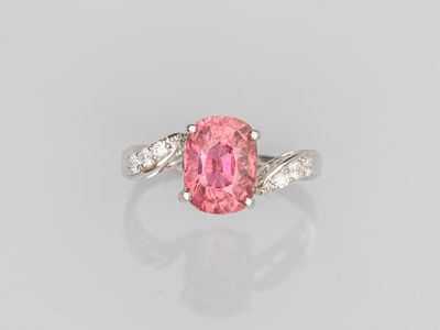 a pink tourmaline and diamond ring