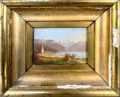 Ecole Suisse du XIXème siècle. Paysage de Montreux. Huile mi…