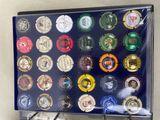 a picture of a bottle cap display on the wall