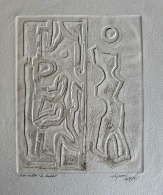 une image représentant un dessin d'un homme et d'une femme sur un mur