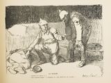 illustration of a drawing of a man in a military uniform talking to a man in a military uniform